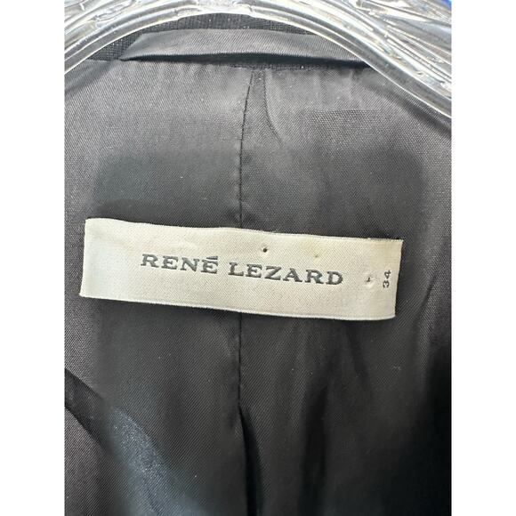 Rene Lezard Blazer XS Black‎ White Tuxedo Office Work Career Dressy Business - Picture 2 of 13